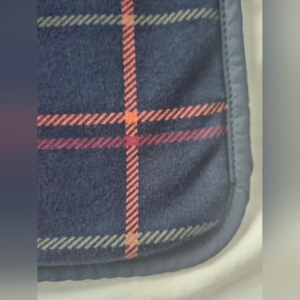 TALBOTS Pink & Green Tattersall Plaid Navy Fleece Field Jacket | SZ L - Picture 11 of 16